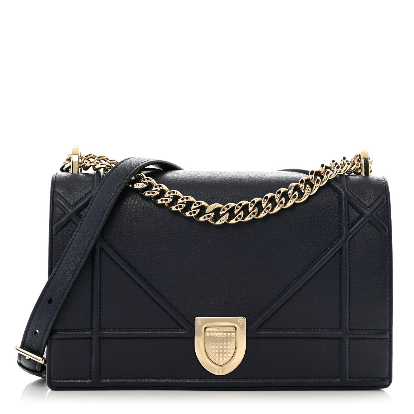 Grained Calfskin Medium Diorama Flap Bag Indigo