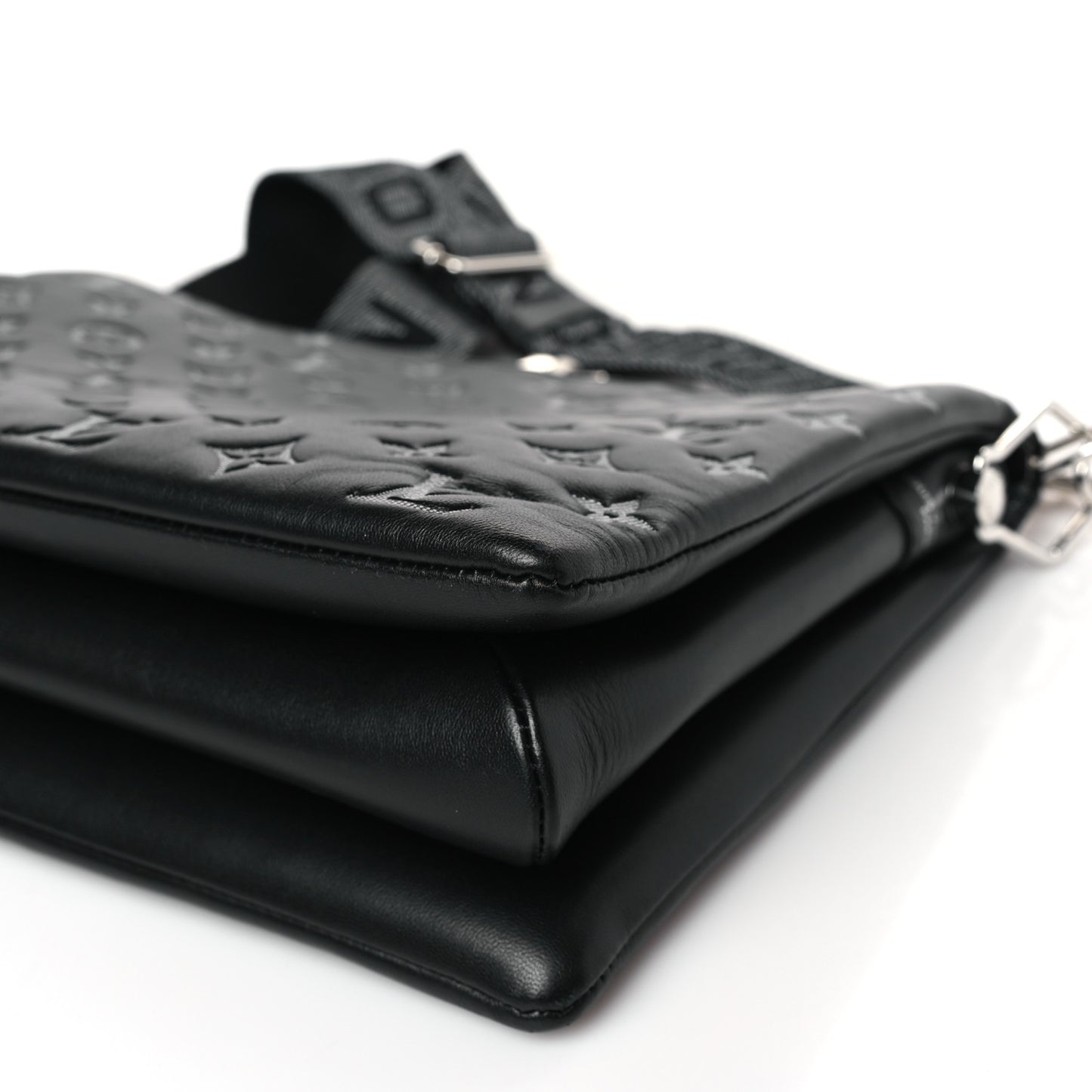 Lambskin Embossed Monogram Coussin MM Black Gray