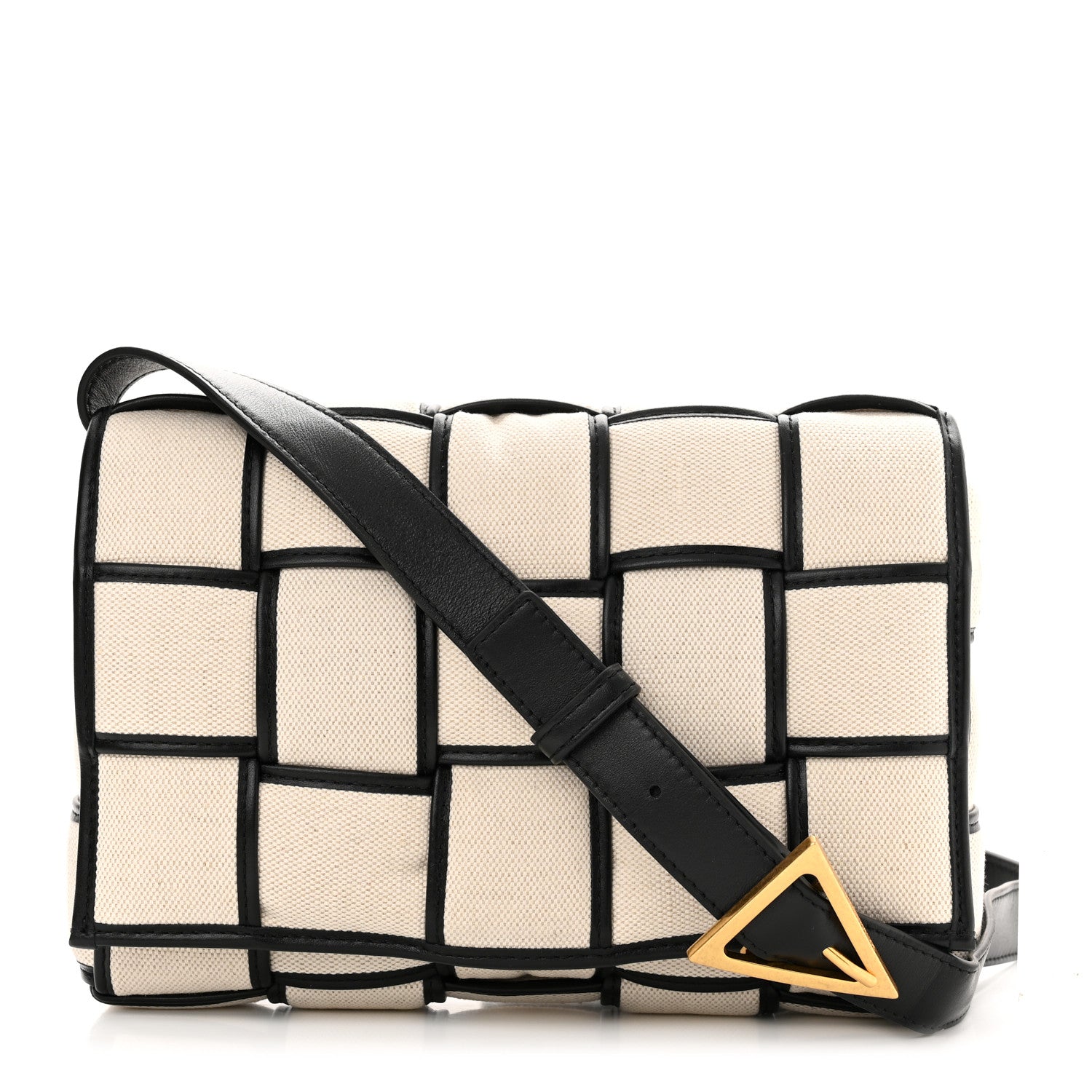 Bottega Veneta Canvas Intrecciato Padded Cassette Crossbody Bag Natural Black 1 of 10