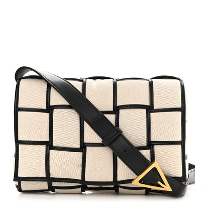 Bottega Veneta Canvas Intrecciato Padded Cassette Crossbody Bag Natural Black 1 of 10