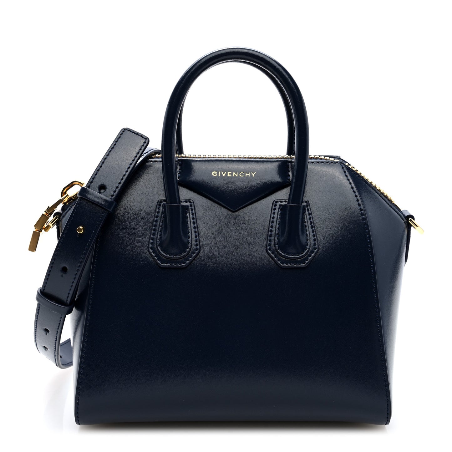 Shiny Lord Calfskin Mini Antigona Navy