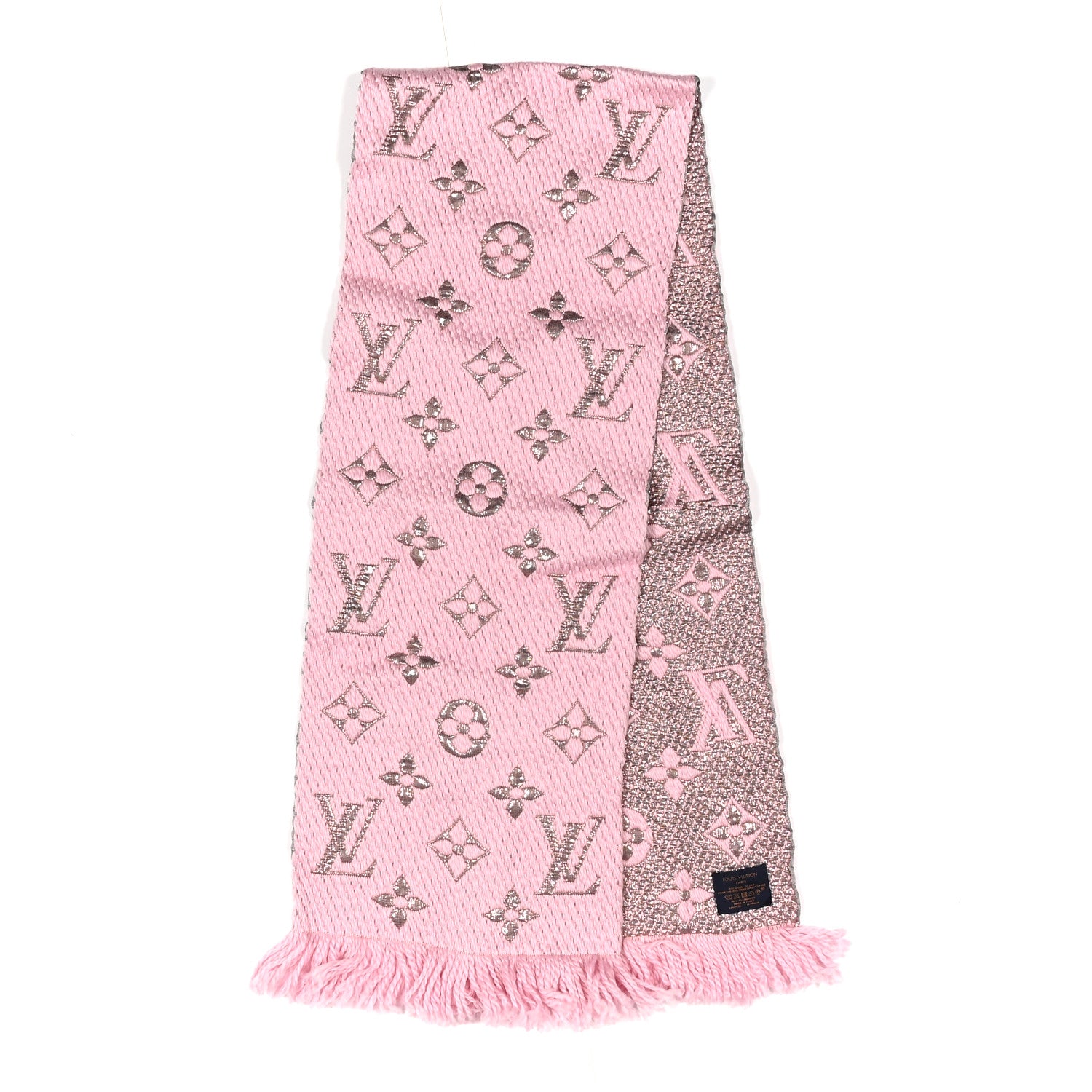 Louis Vuitton Wool Silk Logomania Shine Scarf Pink 2 of 4