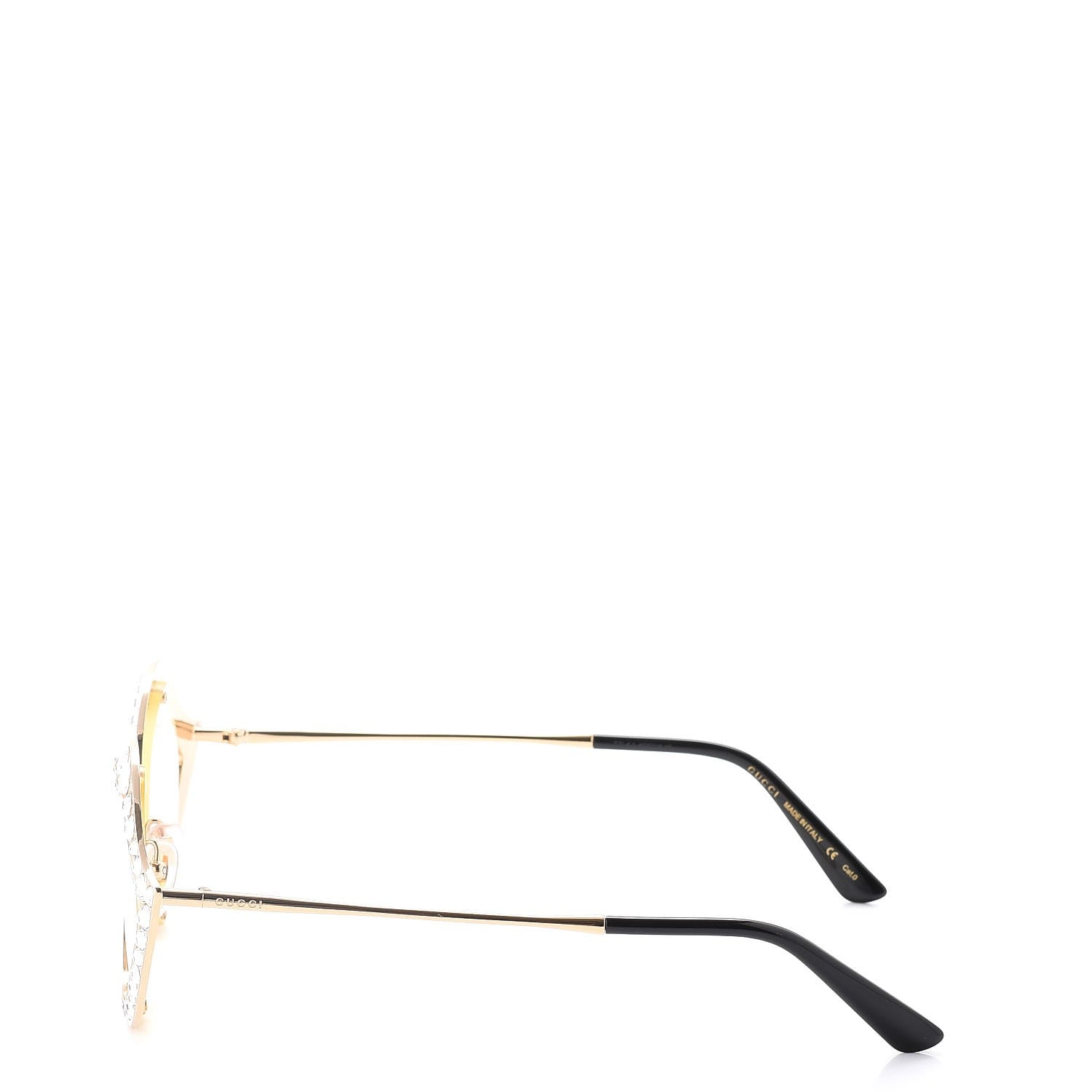 Gucci Metal Crystal Cat Eye Sunglasses GG0046S Gold 3 of 8