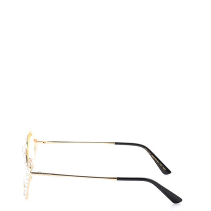 Gucci Metal Crystal Cat Eye Sunglasses GG0046S Gold 3 of 8