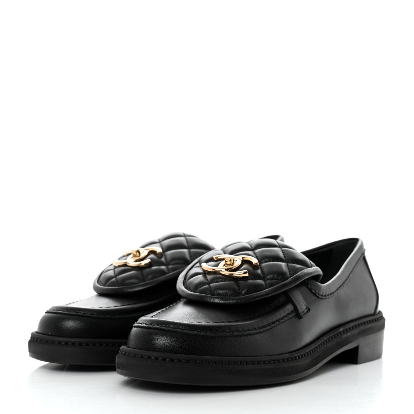 Lambskin Quilted CC Turnlock Loafers 37 Black