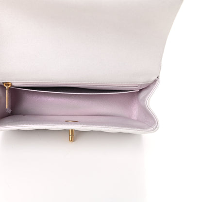 Chanel Iridescent Lambskin Quilted Mini Top Handle Rectangular Flap White 5 of 12