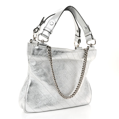 Gucci Sakai Be Green Calfskin Diagonal Stitched Small Blondie Tote Silver 3 of 10