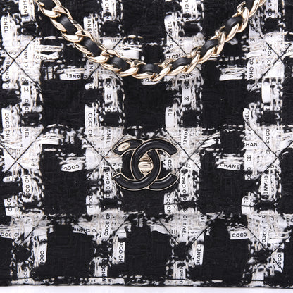 Chanel Tweed Lambskin Quilted Flap Black Ecru White 11 of 12