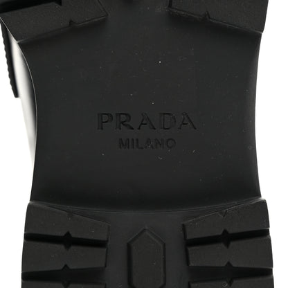 Prada Spazzolato Metal Triangle Logo Double Chocolate Loafers 38 Black 8 of 8