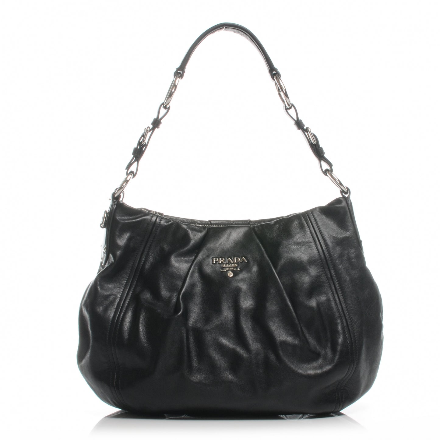 Soft Calf Pleated Hobo Nero Black