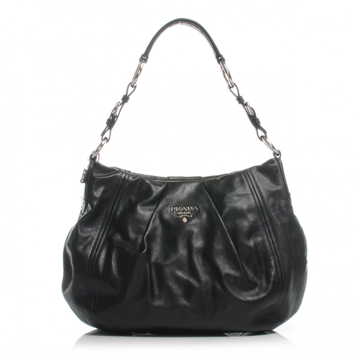 Prada Soft Calf Pleated Hobo Nero Black 1 of 10