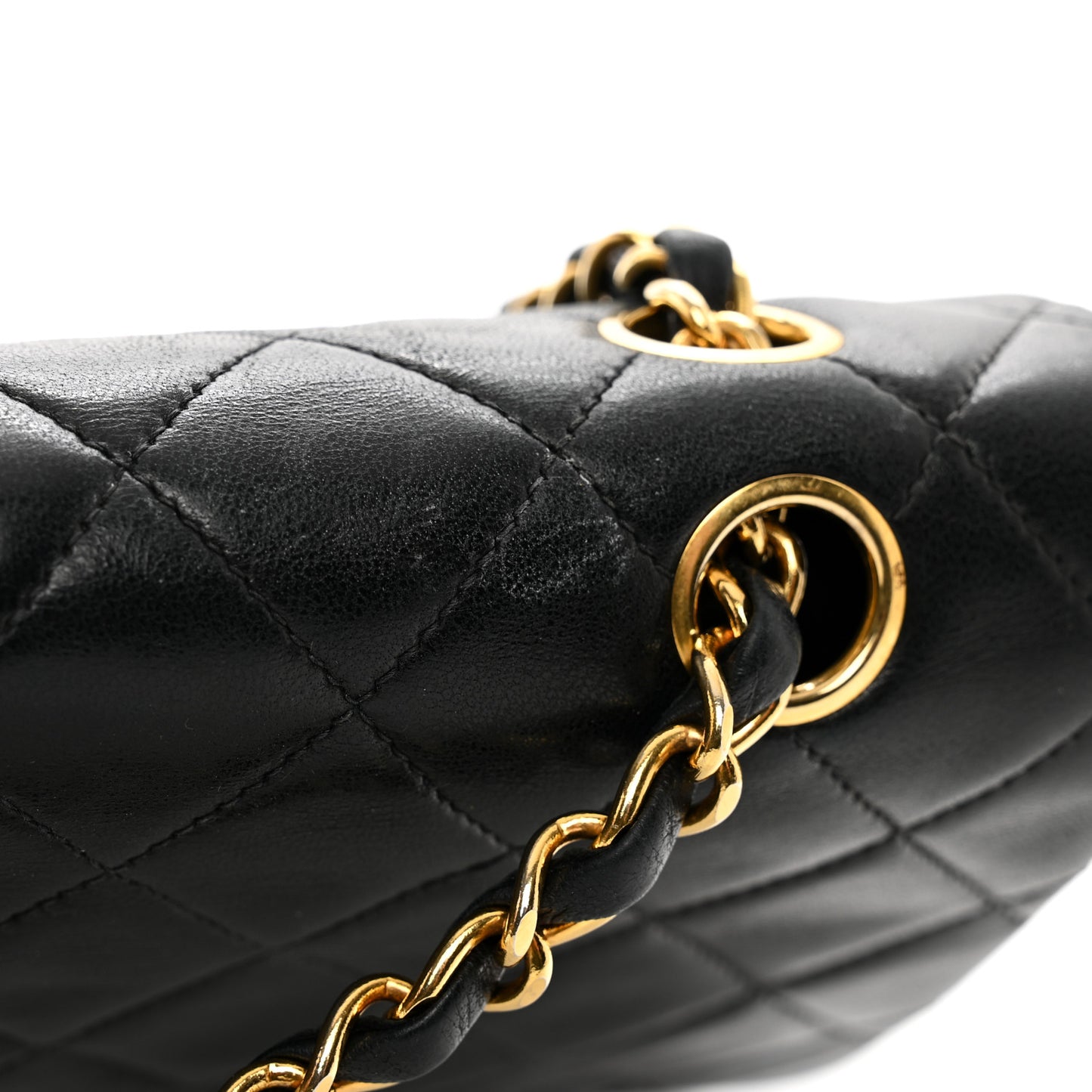 Lambskin Quilted Medium Double Flap Black