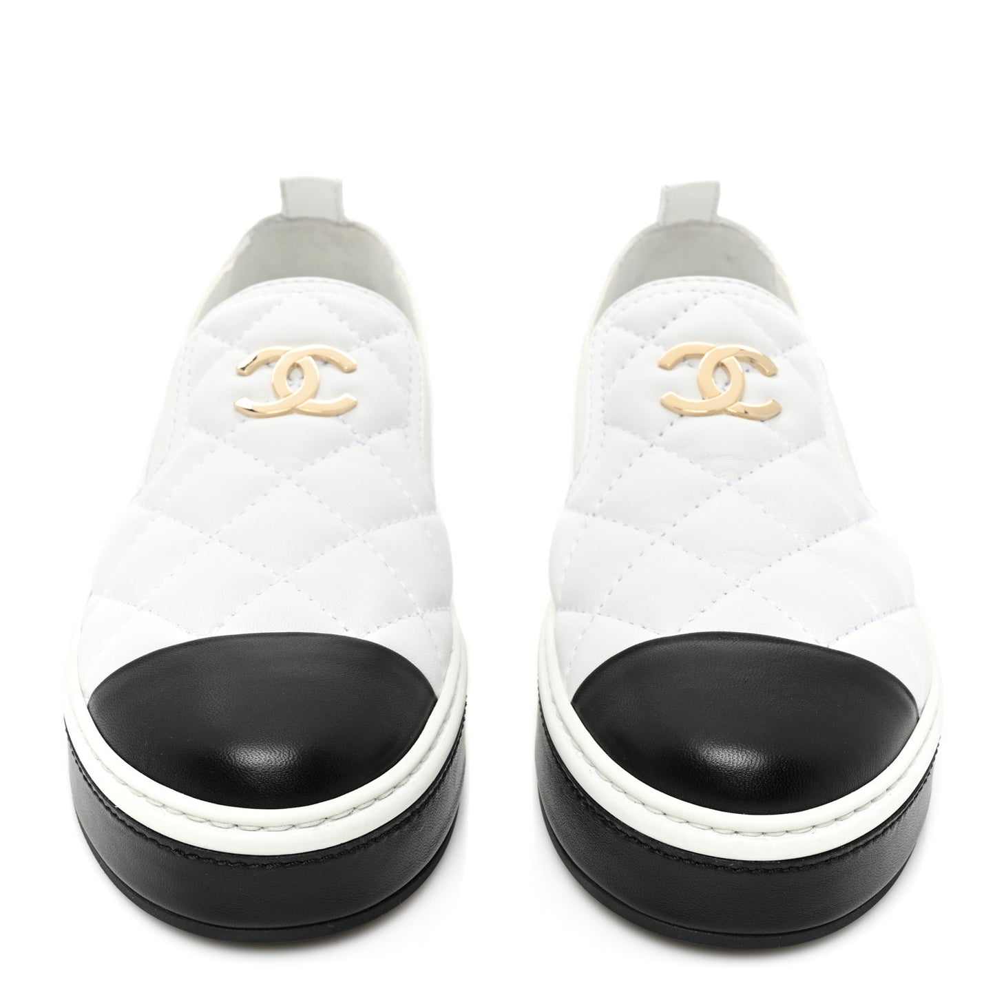 Lambskin Quilted Womens CC Stroll Sneakers 38 White