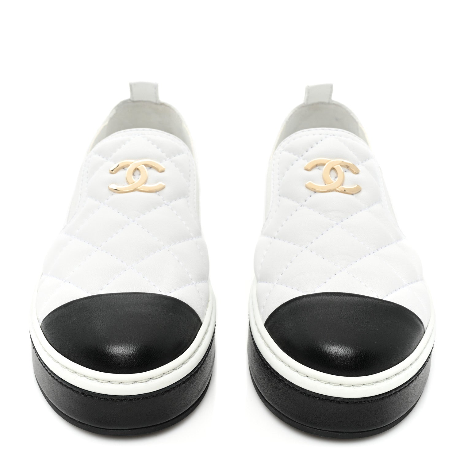 Chanel Lambskin Quilted Womens CC Stroll Sneakers 38 White 2 of 9
