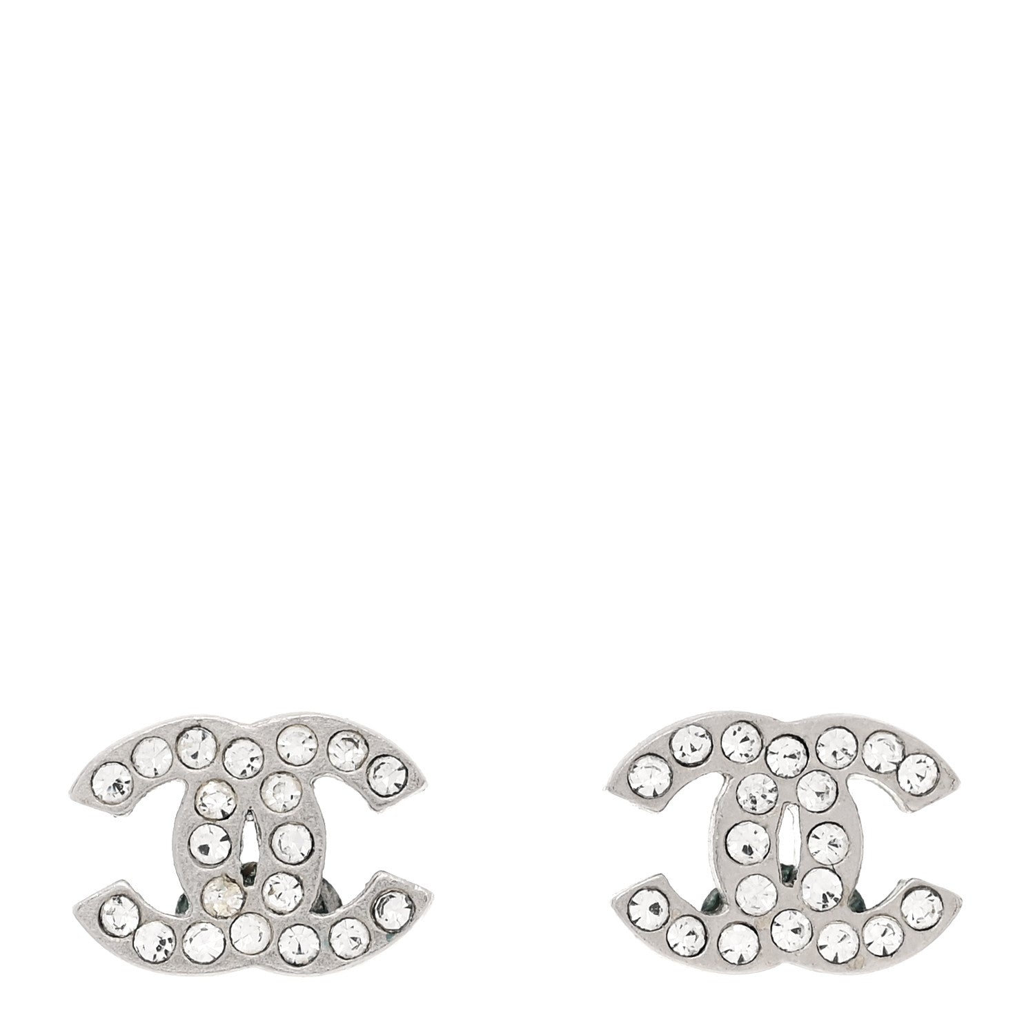 Chanel Crystal Mini CC Earrings Silver 1 of 4
