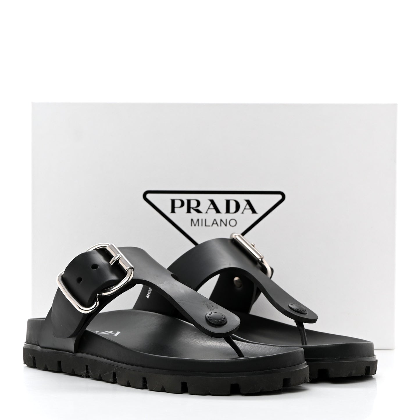 EVA Rubber Buckled Lug Sole 20mm Thong Sandals 37 Black