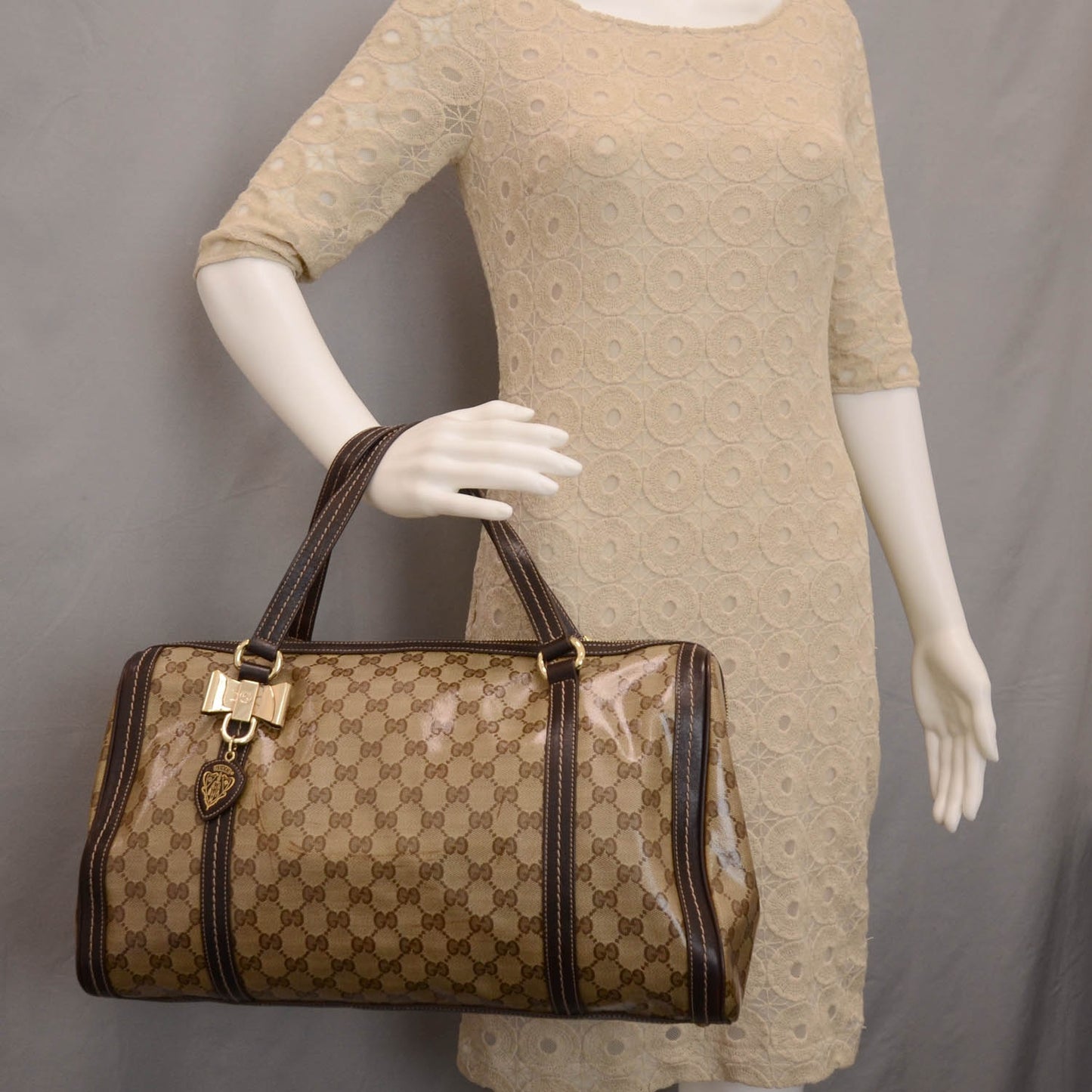 Crystal Monogram Duchessa Boston Bag Ebony
