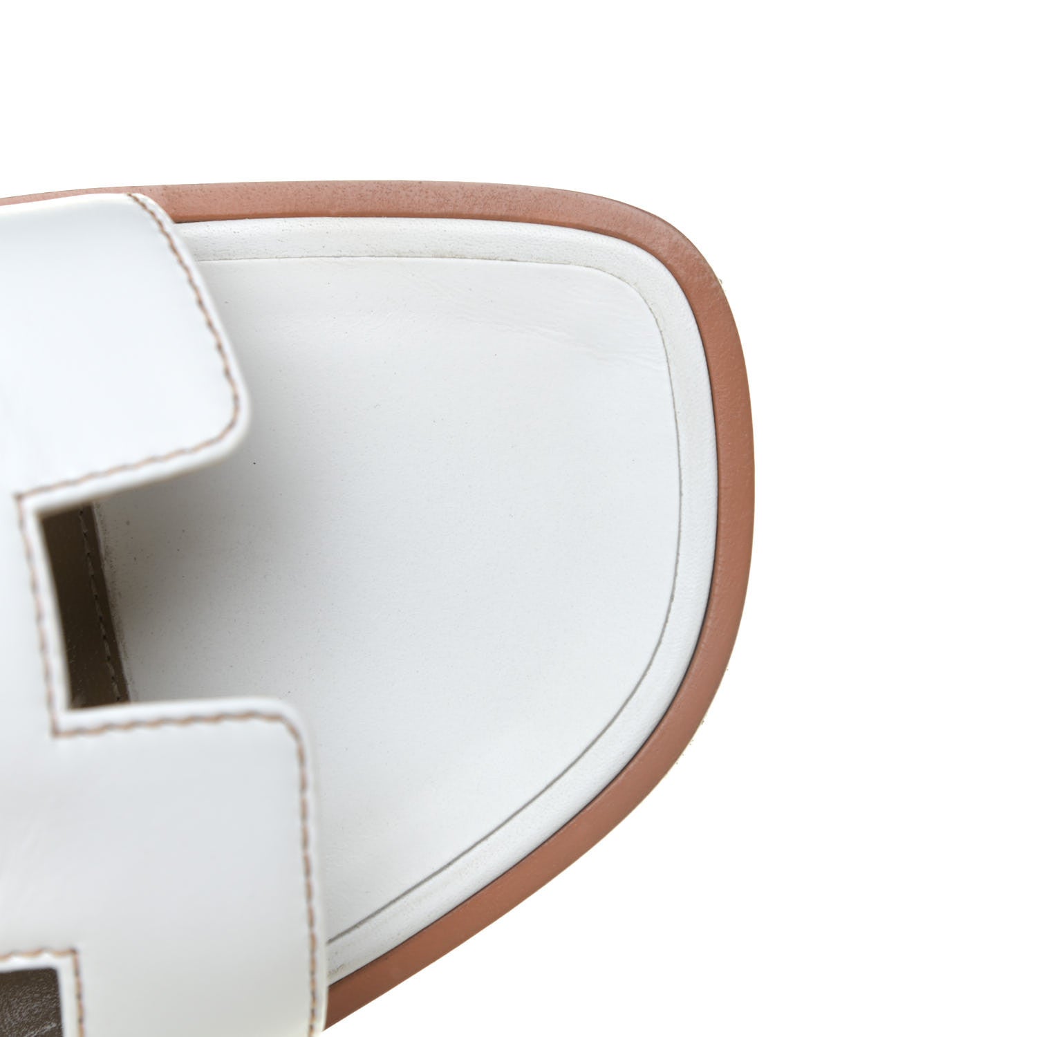 Hermes Box Calfskin Oran Sandals 38 White 13 of 14