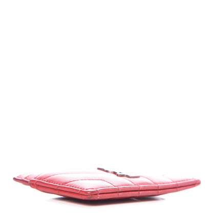 Saint Laurent Calfskin Y Quilted Monogram LouLou Credit Card Case Red 4 of 10