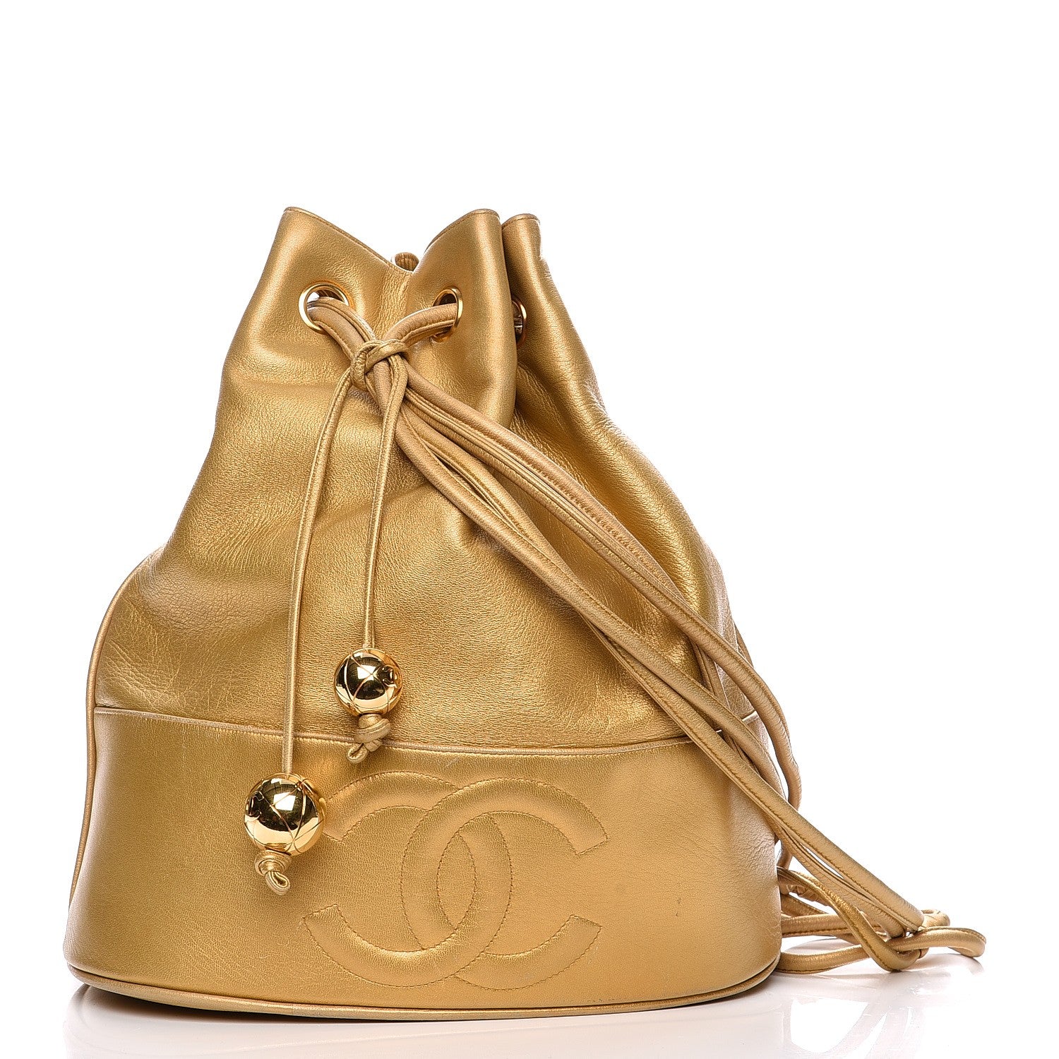 Chanel Metallic Lambskin CC Drawstring Shoulder Bag Gold 1 of 14