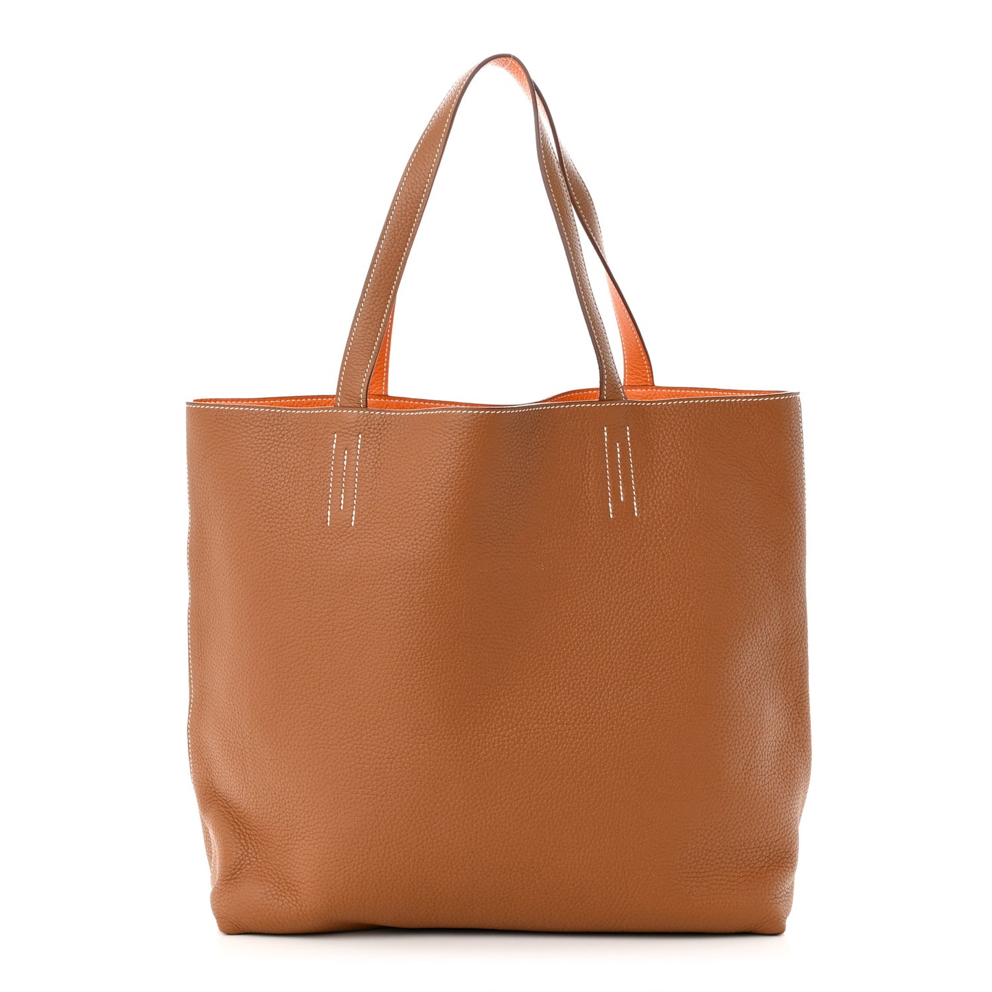 Taurillon Clemence Double Sens 45 Reversible Tote Orange Gold