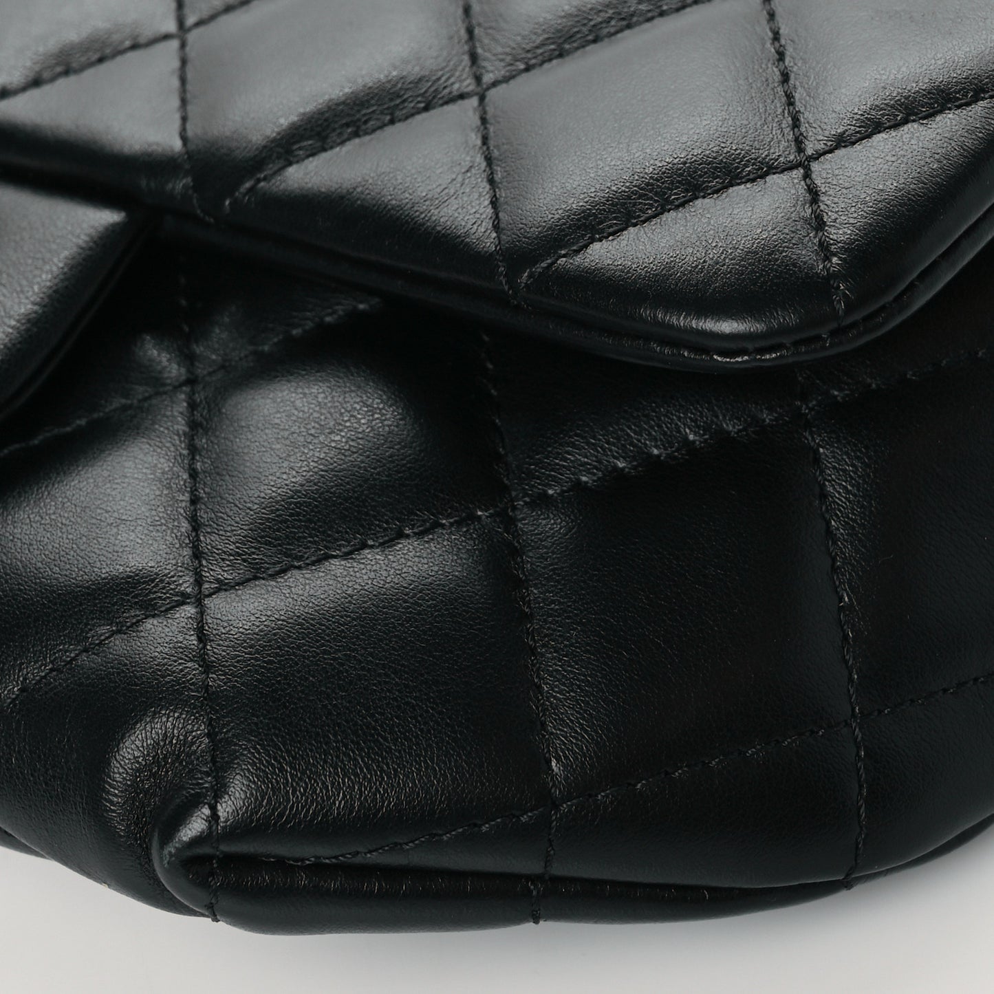 Calfskin Quilted CC Uniform Flap Belt Bag Black