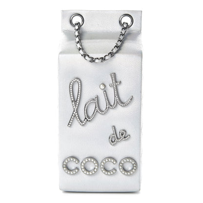 Chanel Metallic Goatskin Lait de Coco Milk Carton Bag Silver 1 of 10