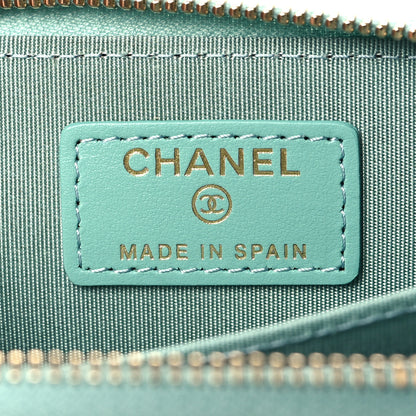 Chanel Lambskin Quilted Chanel 19 Zip Around Coin Purse Wallet Light Green 6 of 8