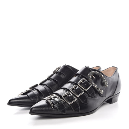 Gucci Malaga Kid Womens Susan Buckle Loafers 39 Black 3 of 8