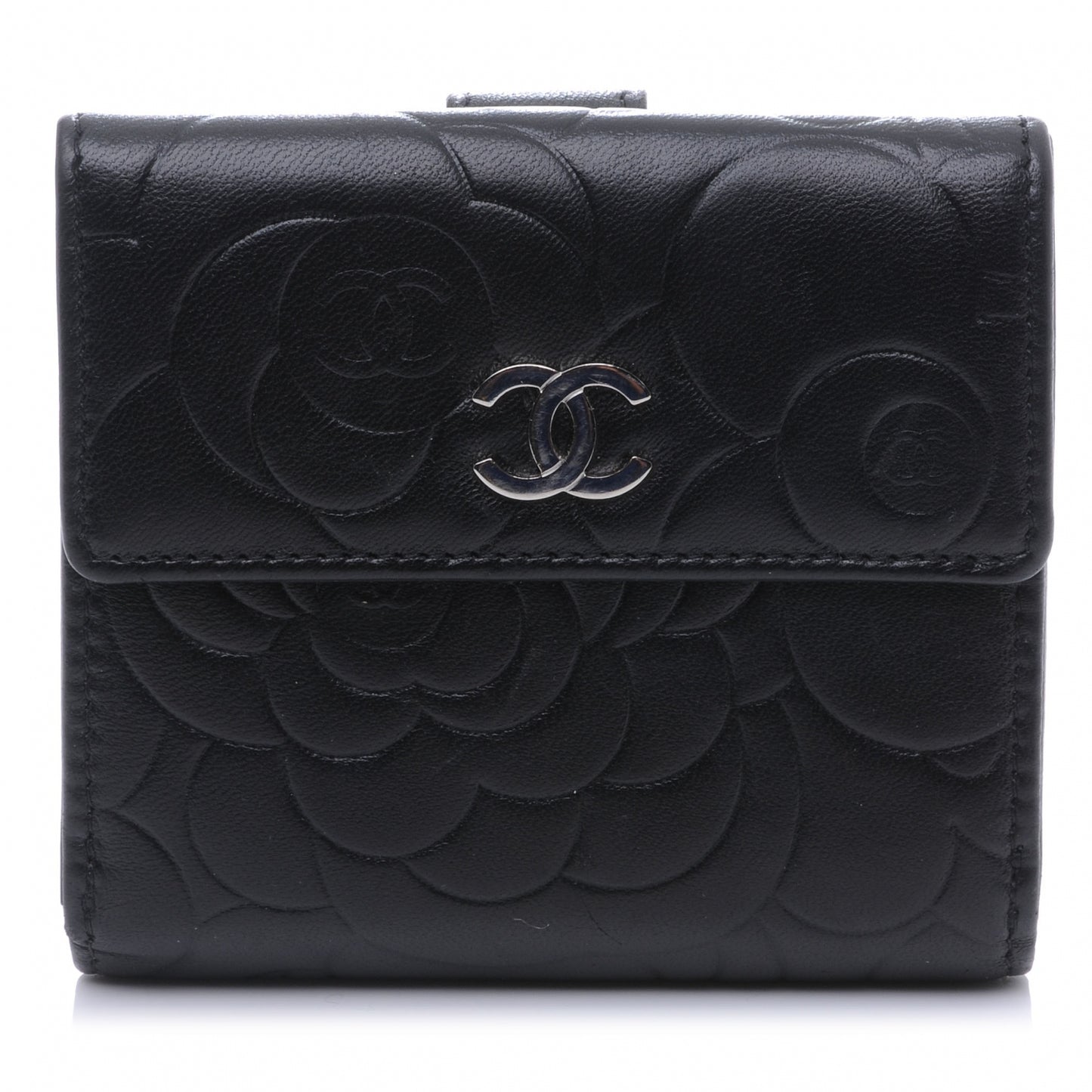 Lambskin CC Camelia Compact Wallet Black