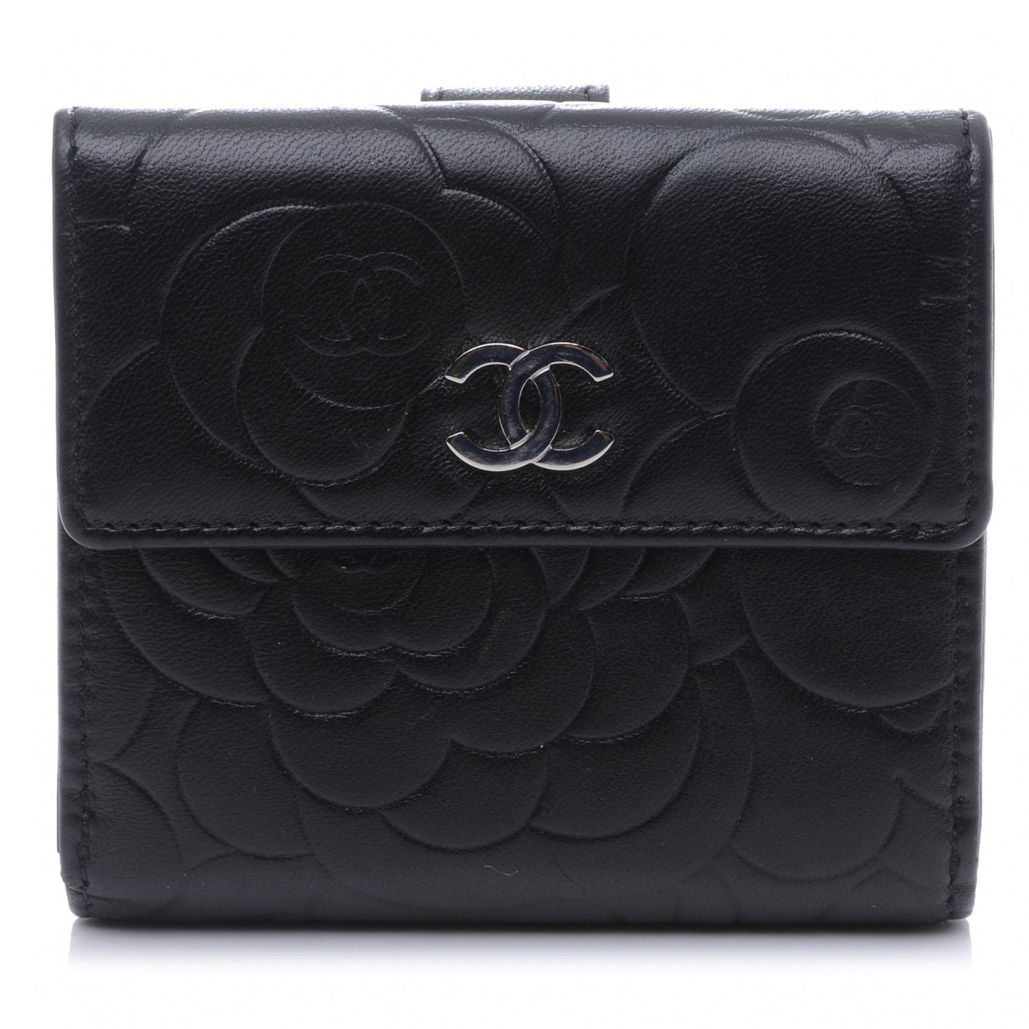 Chanel Lambskin CC Camelia Compact Wallet Black 1 of 7