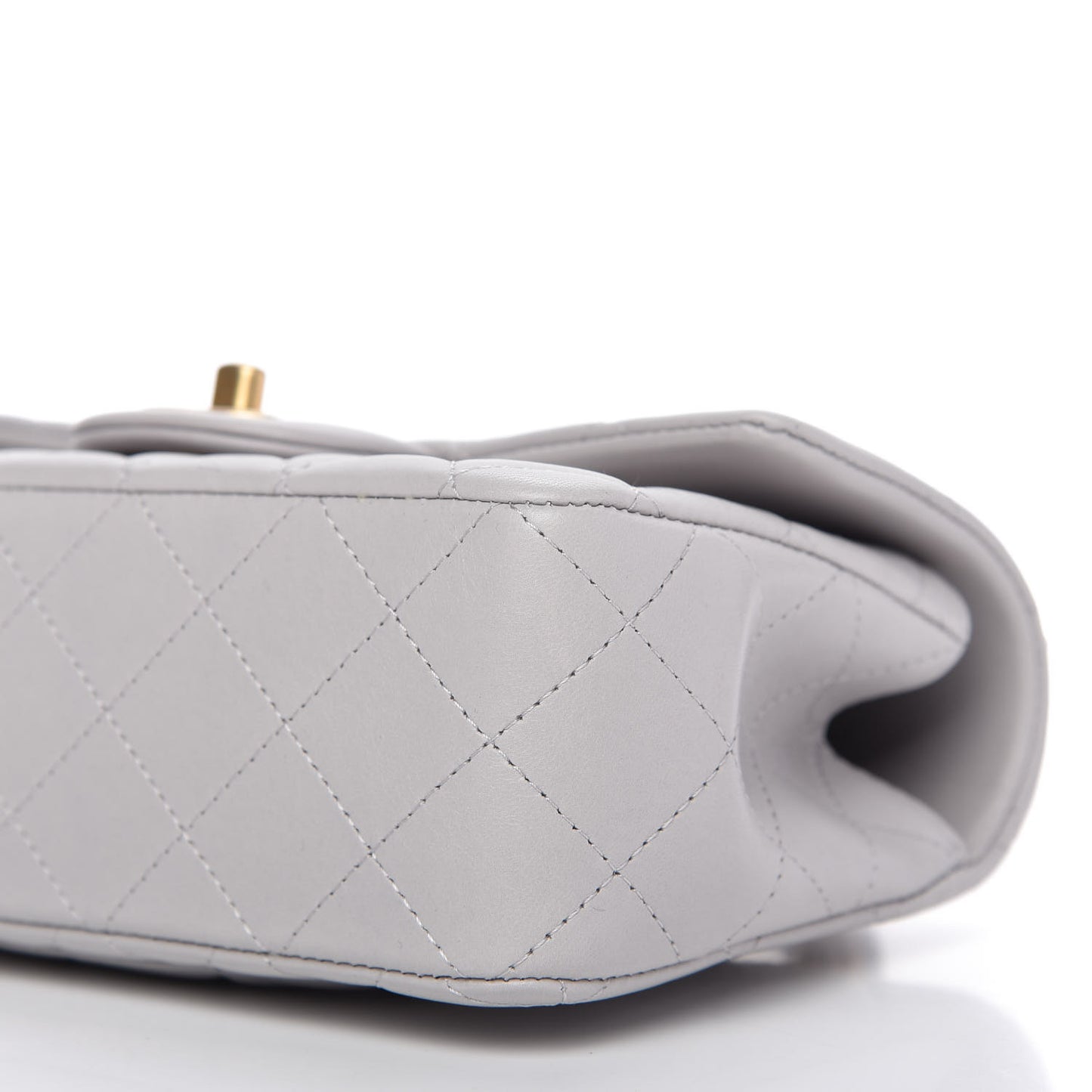 Lambskin Quilted Mini Top Handle Rectangular Flap Grey