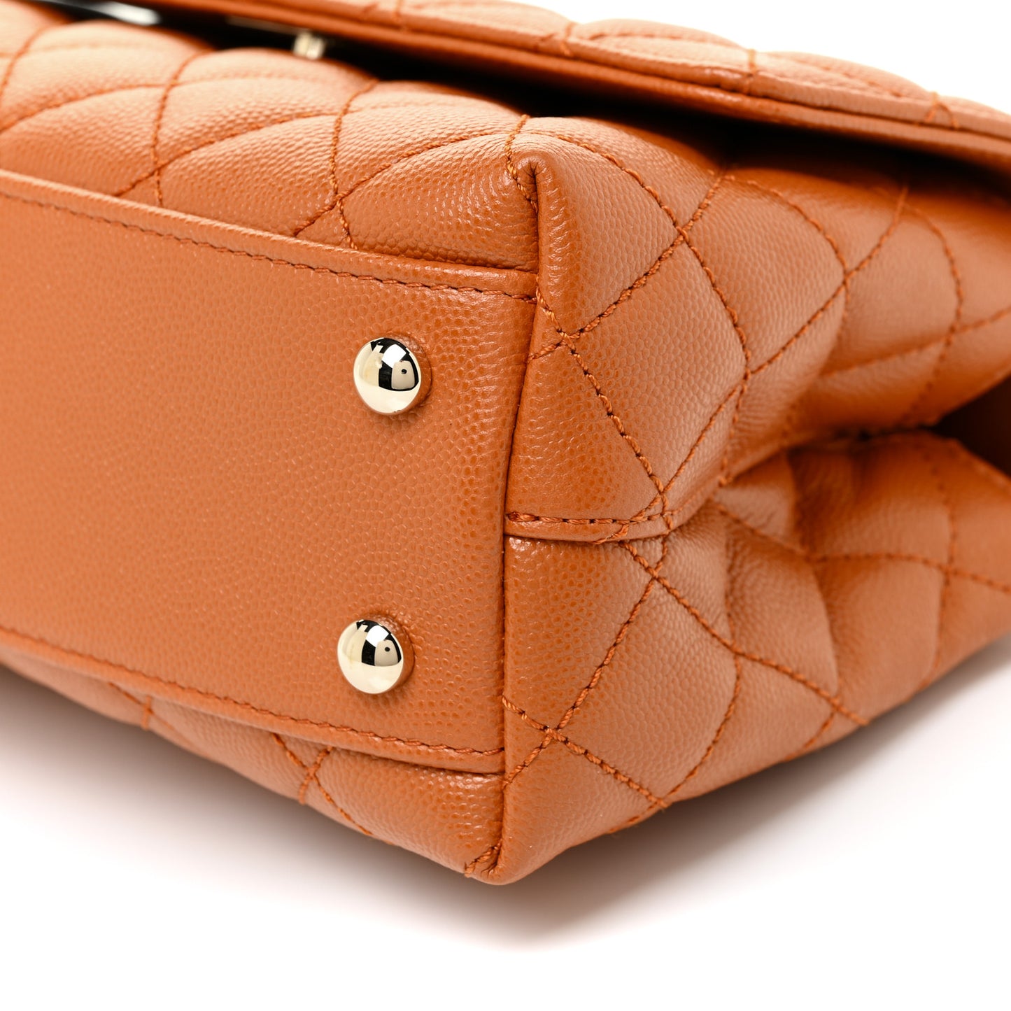 Caviar Quilted Mini Coco Handle Flap Light Brown