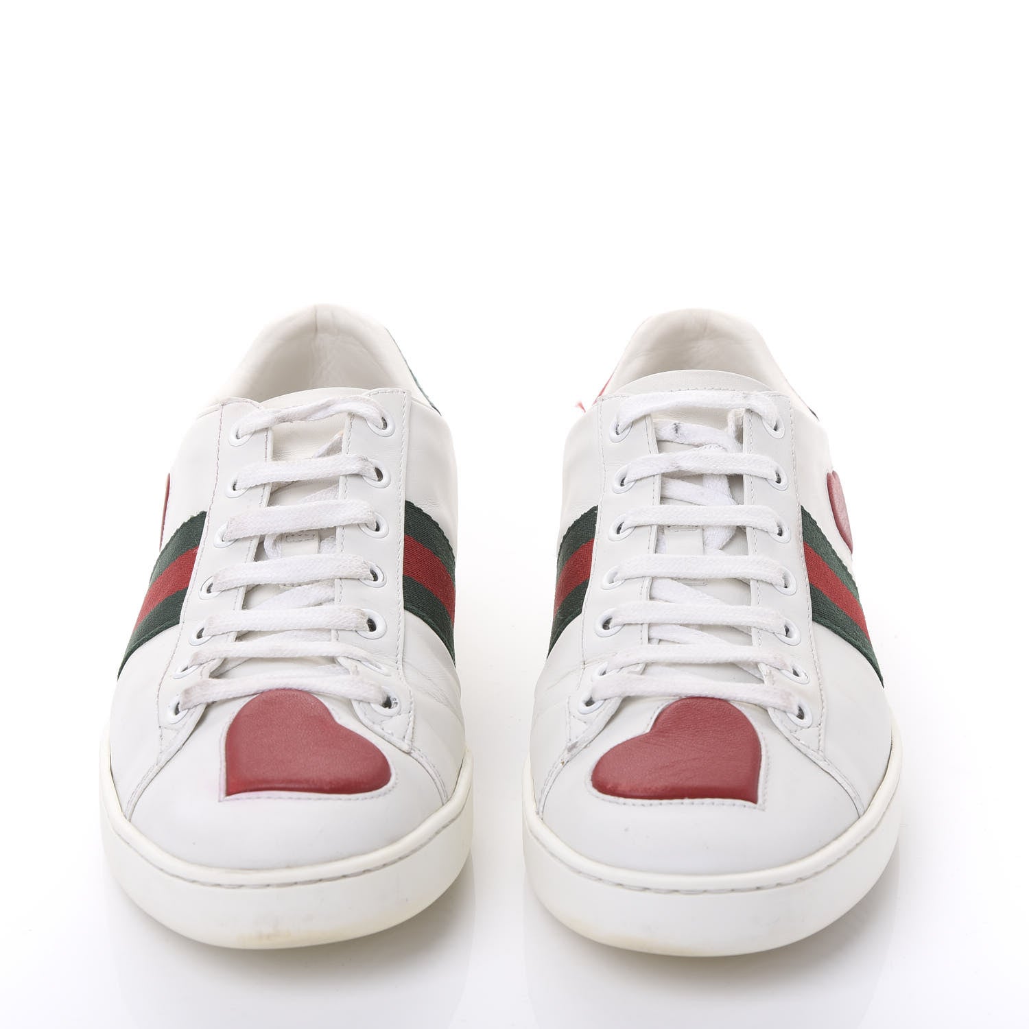 Gucci Calfskin Web Heart Embroidered Womens Ace Sneakers 40 White 2 of 11