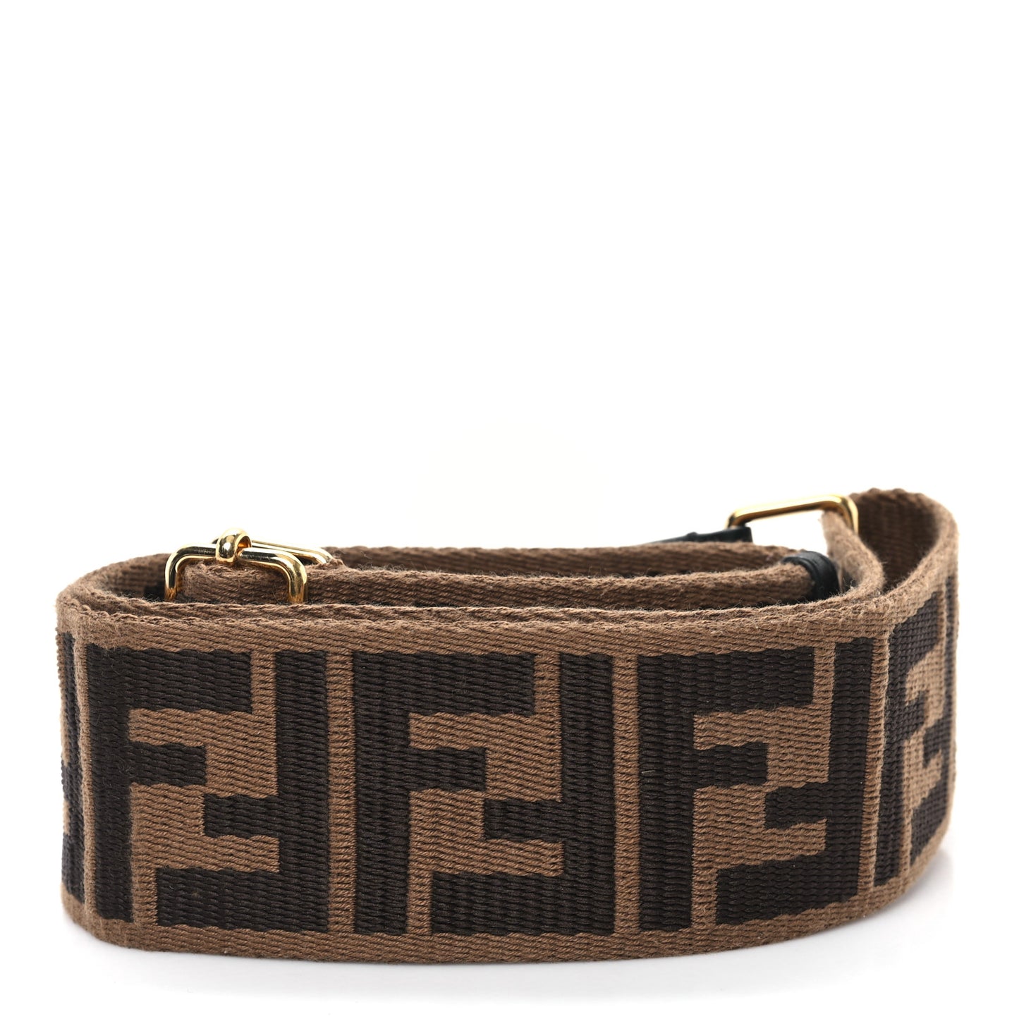 Jacquard Ribbon Vitello King FF Adjustable Strap You Fango Marrone Black