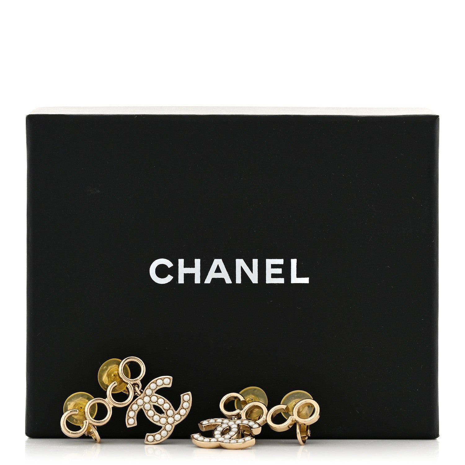 Chanel Metal Pearl CC Coco Climber Clip On Earrings Gold 5 of 5