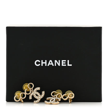 Chanel Metal Pearl CC Coco Climber Clip On Earrings Gold 5 of 5