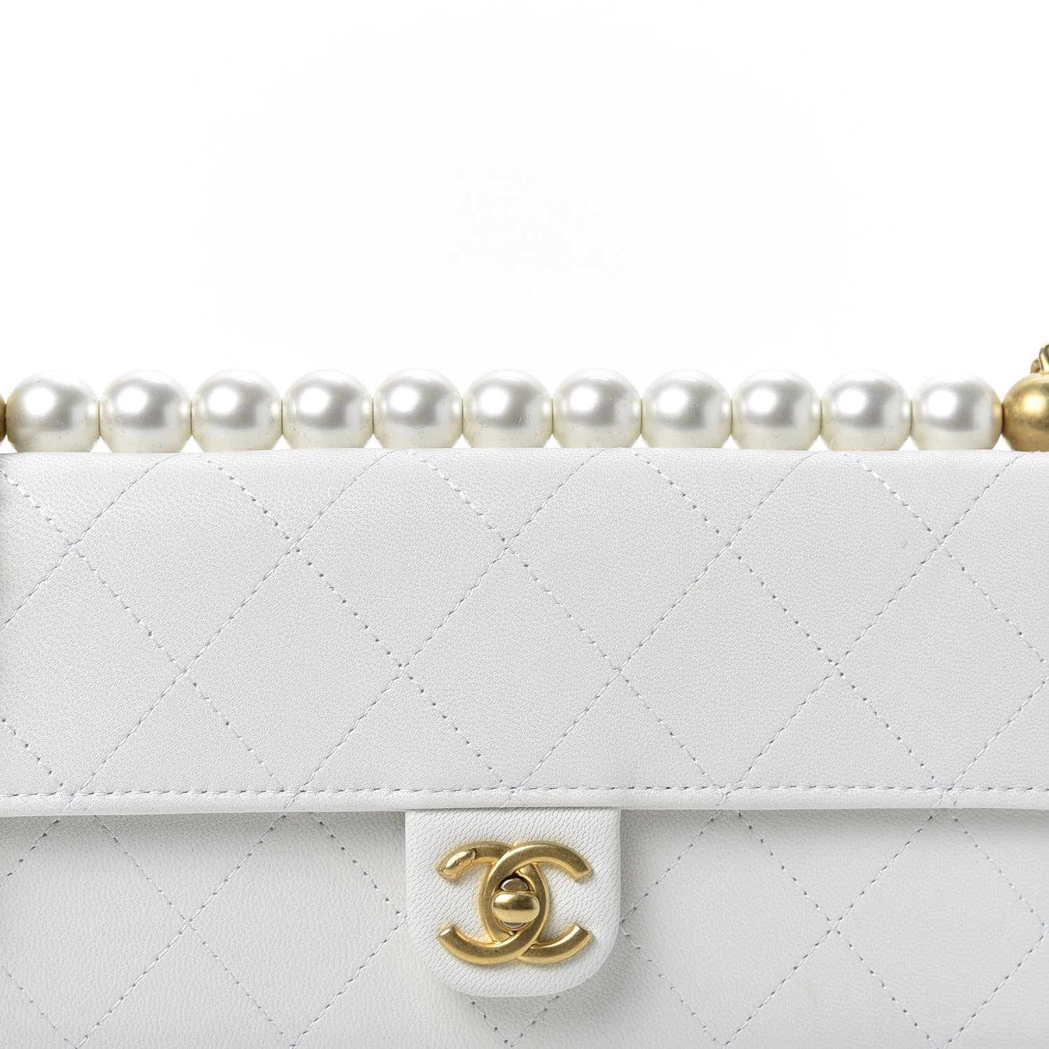 Chanel Lambskin Quilted Chic Pearls Clutch With Chain White 7 of 10