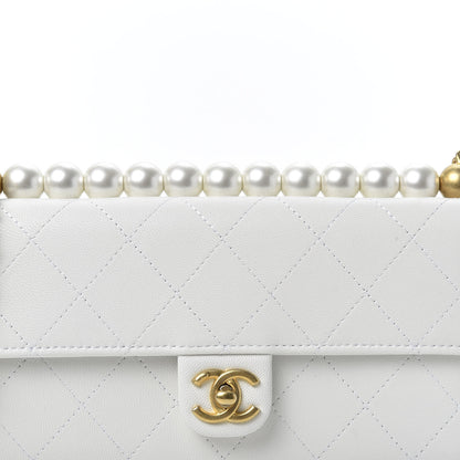 Chanel Lambskin Quilted Chic Pearls Clutch With Chain White 7 of 10