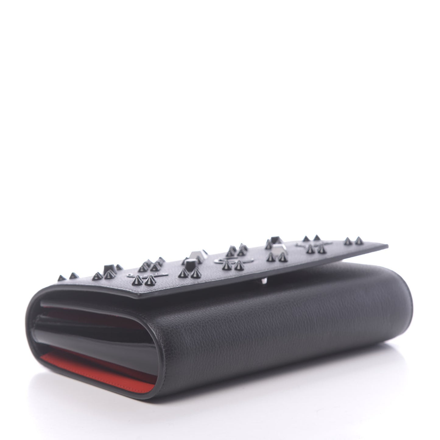 Calfskin Spikes Loubinthesky Paloma Clutch Black