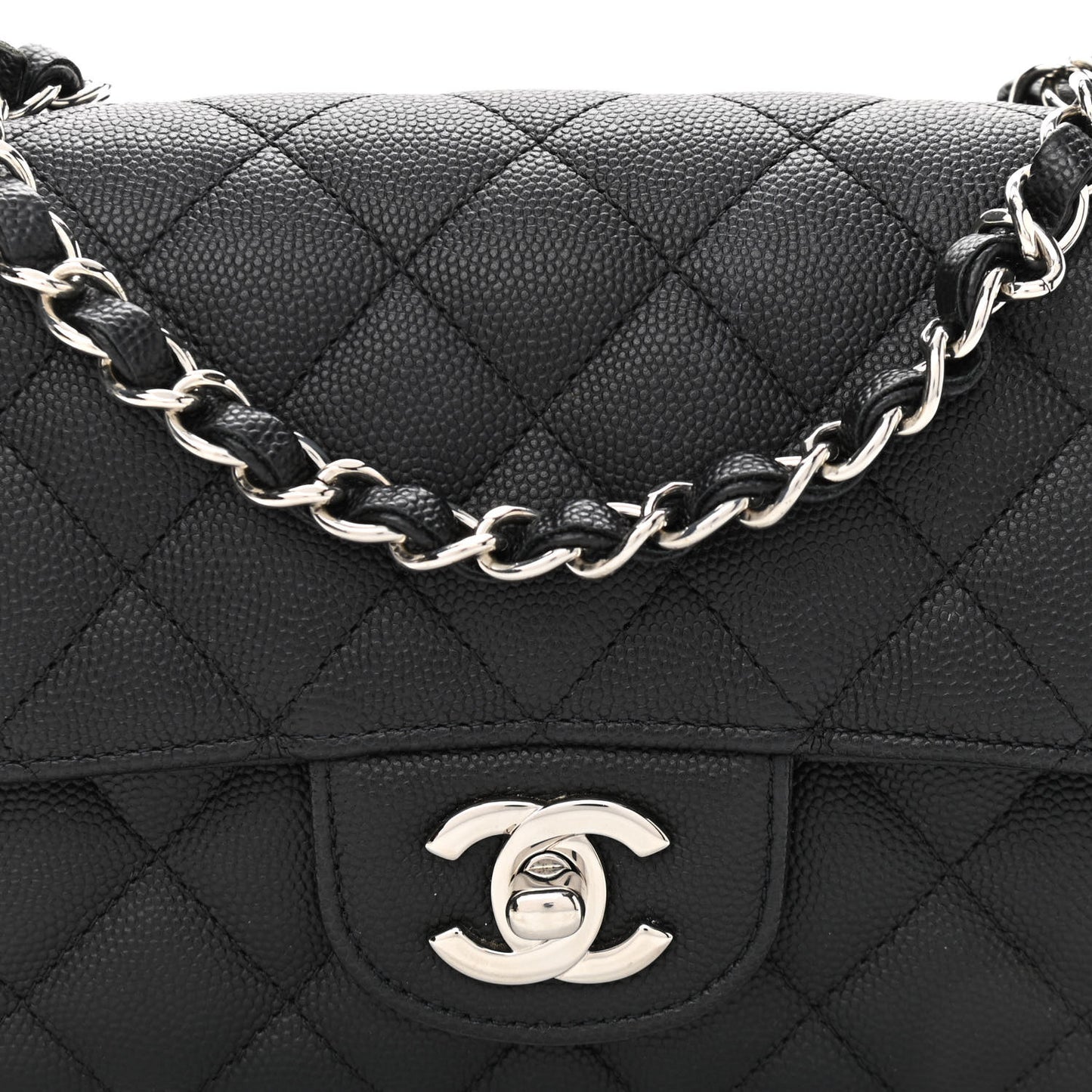 Caviar Quilted Mini Rectangular Flap Black