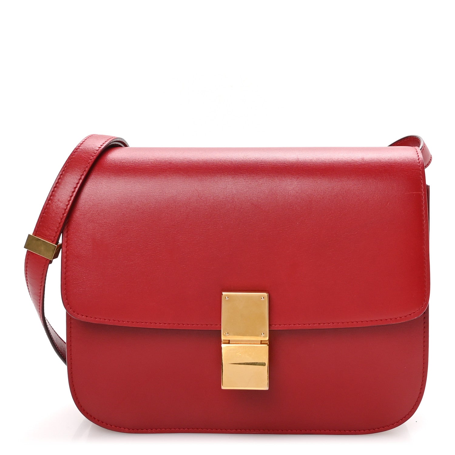 Celine Box Calfskin Medium Classic Box Flap Bag Red 1 of 11