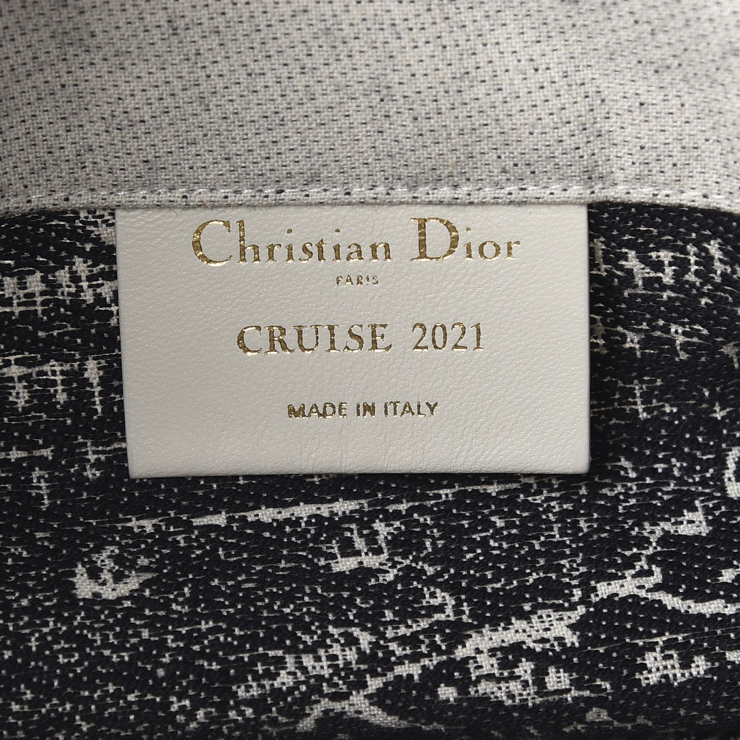Christian Dior Canvas Print Cruise Tote Ivory Black 8 of 8