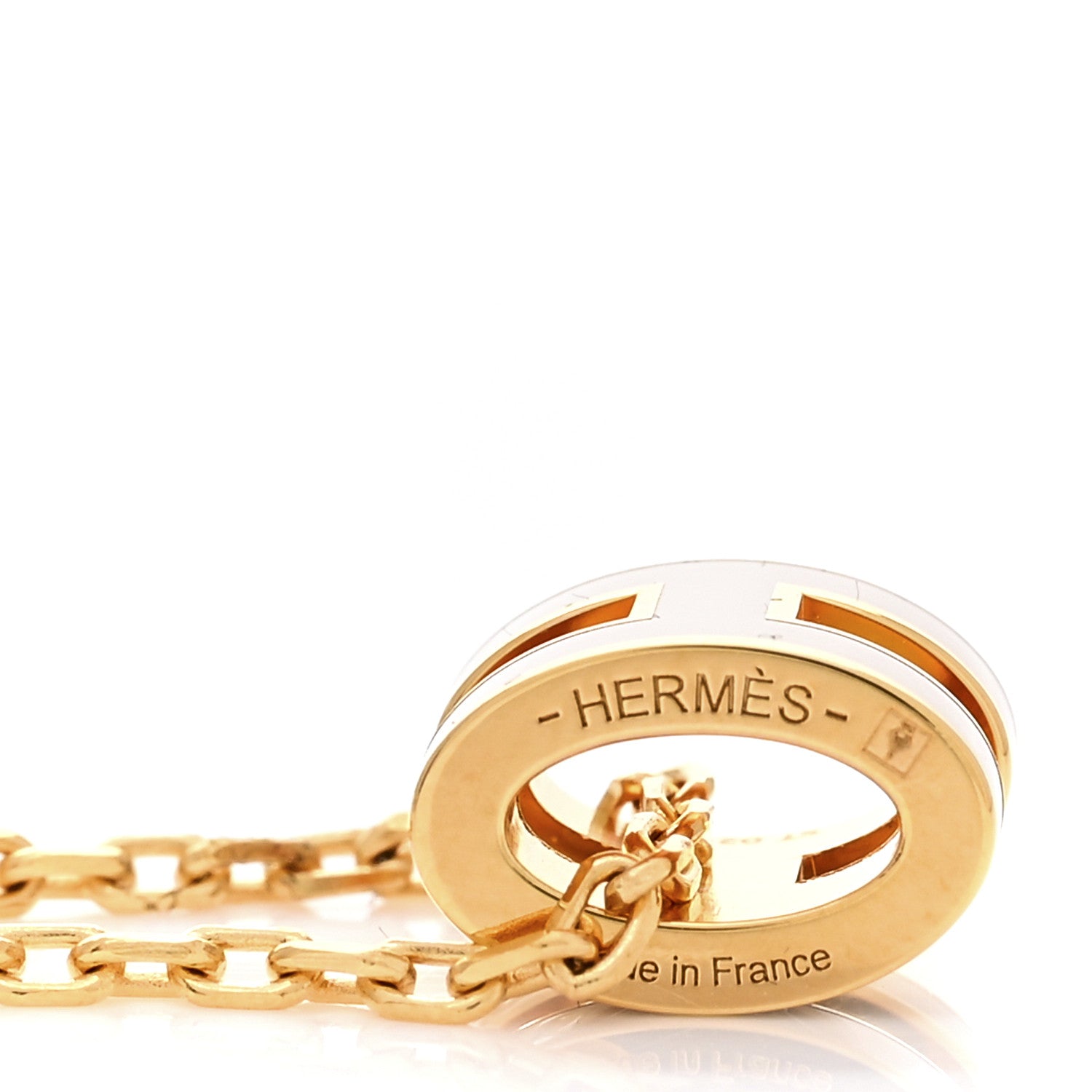 Hermes Lacquered Gold Mini Pop H Pendant Necklace Marron Glace 3 of 3