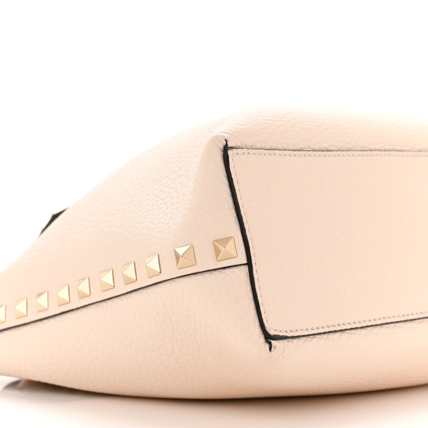 Valentino Garavani Grained Calfskin Small Rockstud Flip Lock Tote Light Ivory Rubino 9 of 11