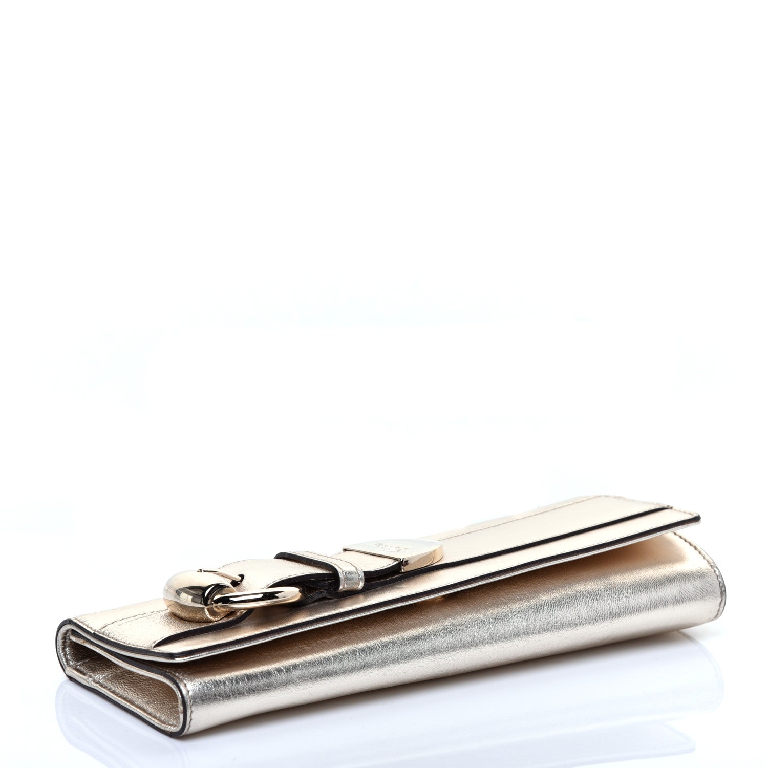 Gucci Metallic Calfskin Romy Clutch Silver 4 of 11