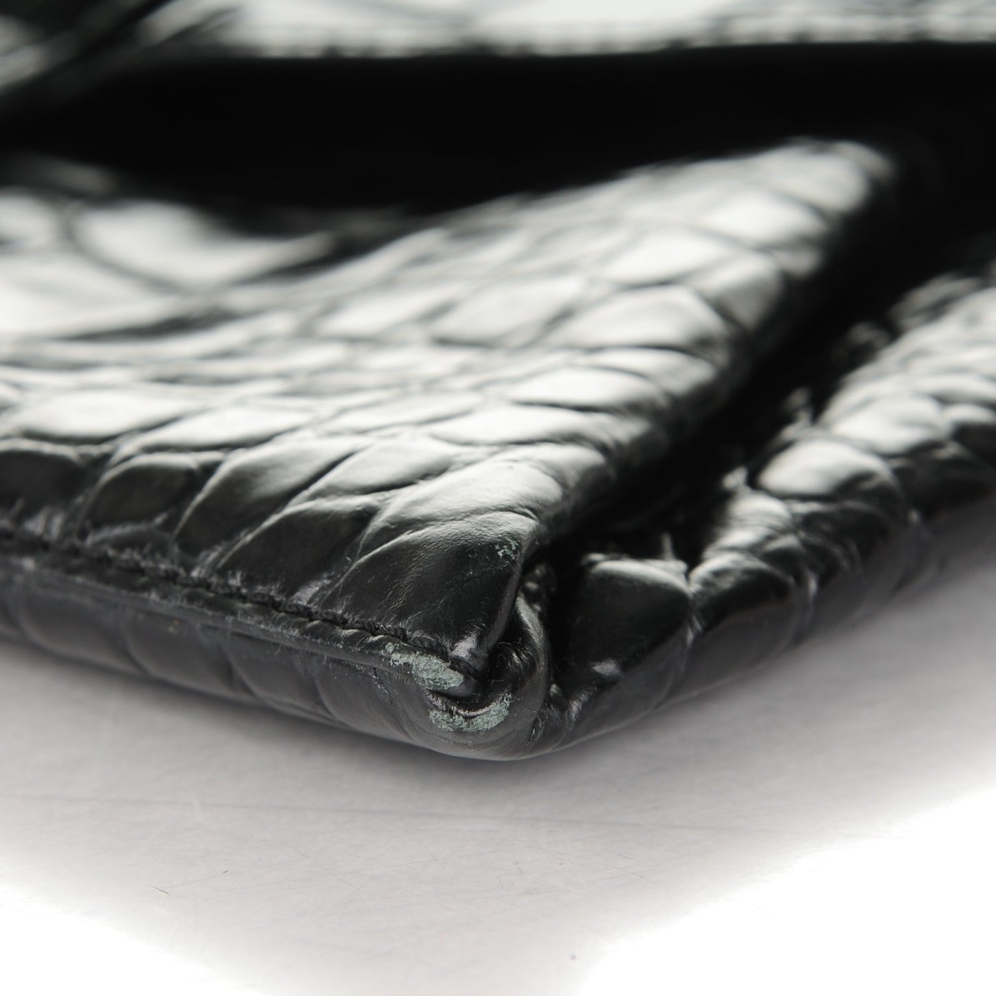 Calfskin Crocodile Embossed Medium Antigona Envelope Clutch Black