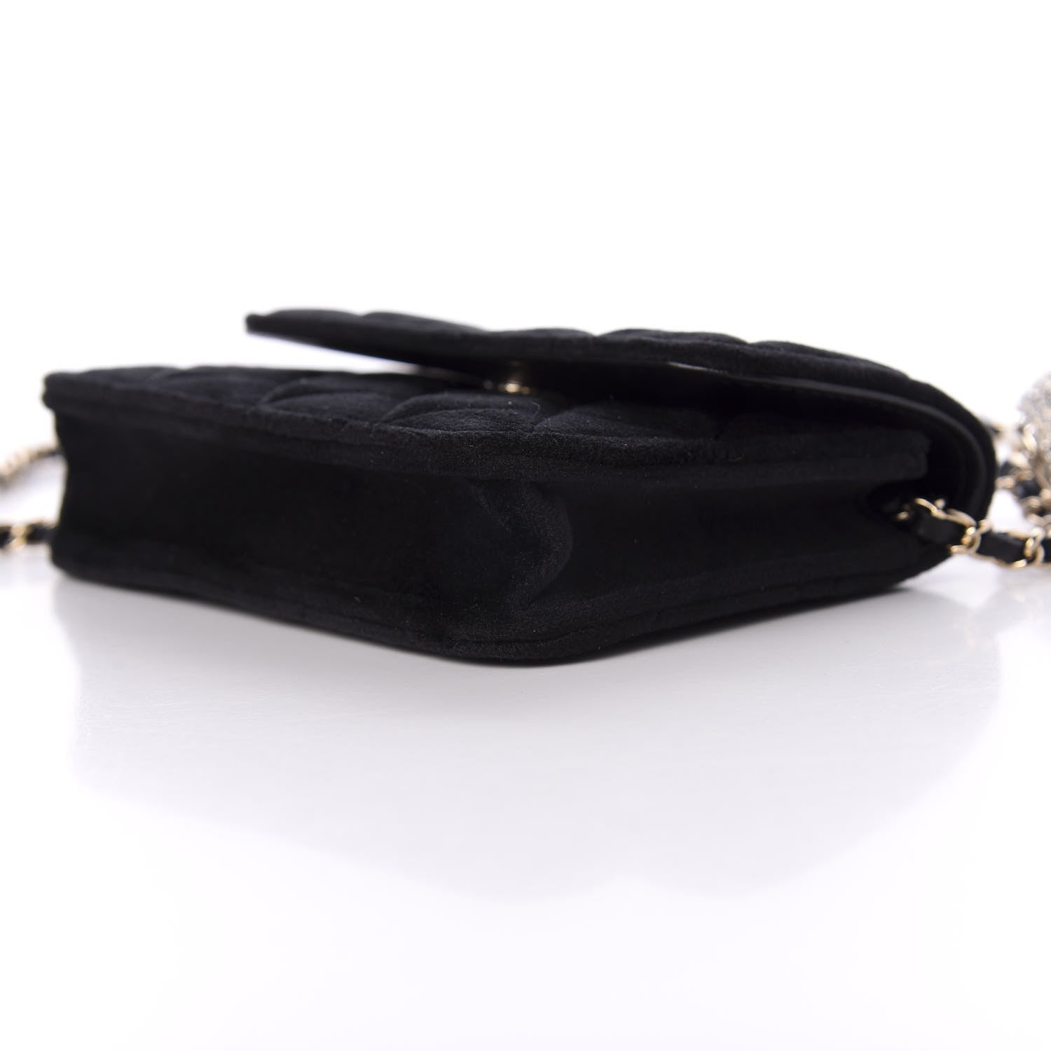 Chanel Velvet Quilted Pearl Crush Clutch With Chain Black 11 of 13
