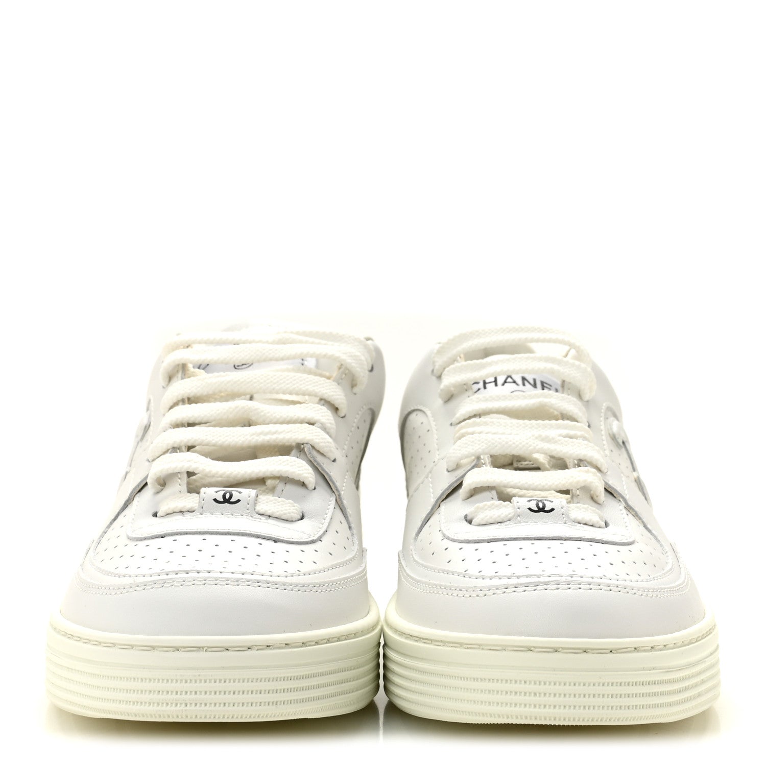 Chanel Calfskin CC Womens Sneakers 38 White 3 of 10