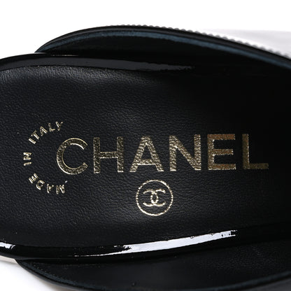 Chanel Patent Calfskin Mules 40.5 Black White Green 9 of 11